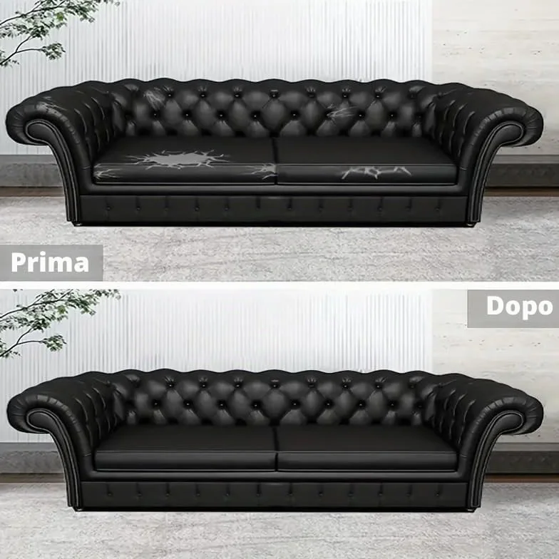 LEATHERPATCH Pelle Adesiva per Riparazioni per Divani 300x40 cm Nero