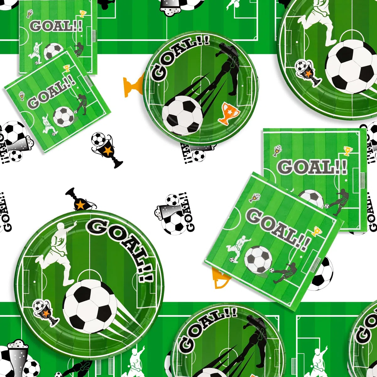 Decorazioni per feste di calcio per 20 ospiti, set da tavola include piatti di carta da calcio, tovaglia da calcio, tovaglioli, per tema sportivo festa di compleanno, baby shower decorazioni per feste