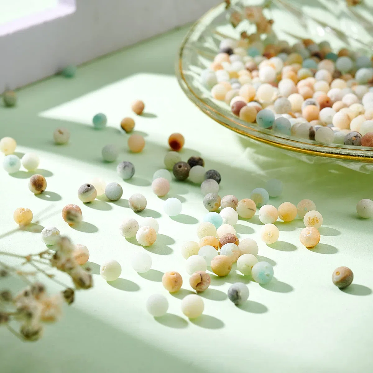 NBEADS 450pz Perline Naturali, 4mm Perline In Amazzonite Naturale, Smerigliati Tondi per Realizzare Ciondoli