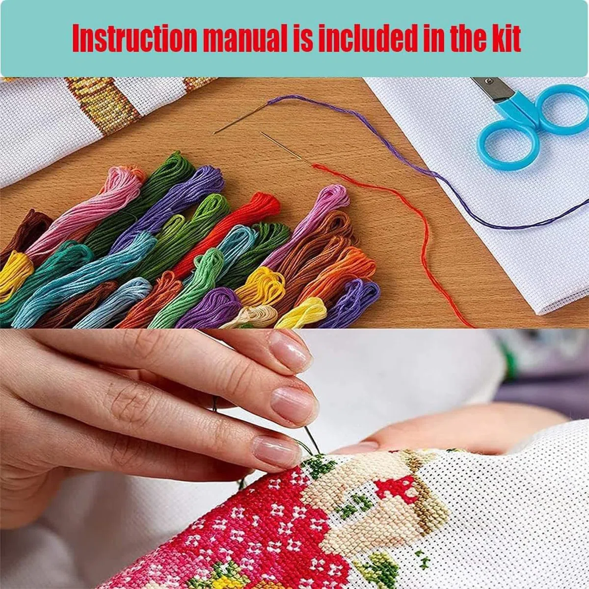 Musevial Kit per punto croce con paesaggio stampato per adulti e principianti, kit di ornamenti fai da te per la decorazione della casa, 30,5 x 40,6 cm