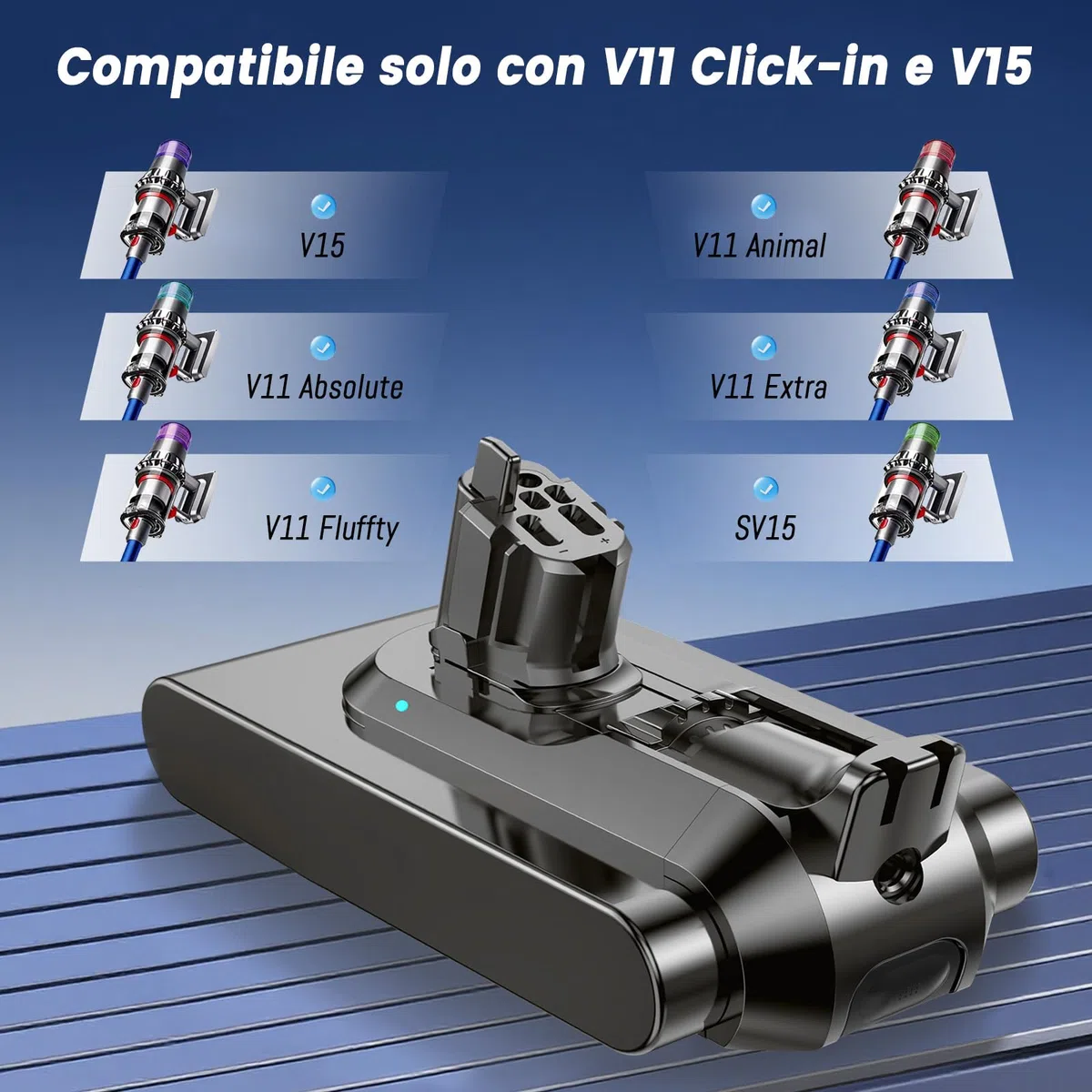 V11 Batteria per Dyson V11 V15, compatibile con V11Extra Absolute Animal Outsize V15 SV15 SV16 970425-01 (non per modelli a vite)