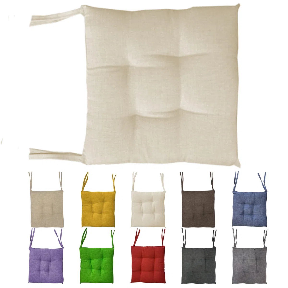 Home Tresor - Coprisedie Cuscini Sedie Cucina Set da 2 | Cuscini Sedia da Giardino, Sala Pranzo 2 Pezzi per Interni ed Esterni Morbida Imbottitura Confortevole 6 Cm. (Panna)