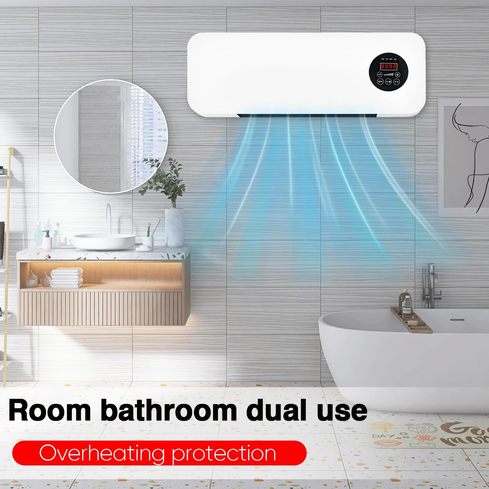Aria condizionata,Clim Portatile,Clim Con Telecomando,Condizionatore a Parete Reversibile Split,Condizionatore Senza Unità Esterne,Ventilatore Di Raffreddamento Per Cucina,Camera Da Letto (Bianco-2)