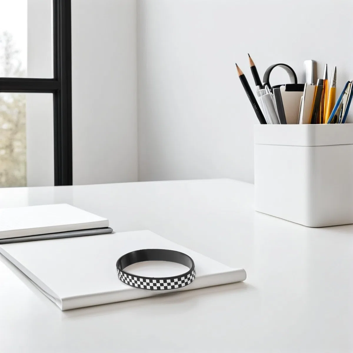 40 Pezzi Braccialetti Silicone Nero e Bianco Motivo a Scacchi, Design Sportivo e Versatile per Feste a Tema Corse e Occasioni Varie