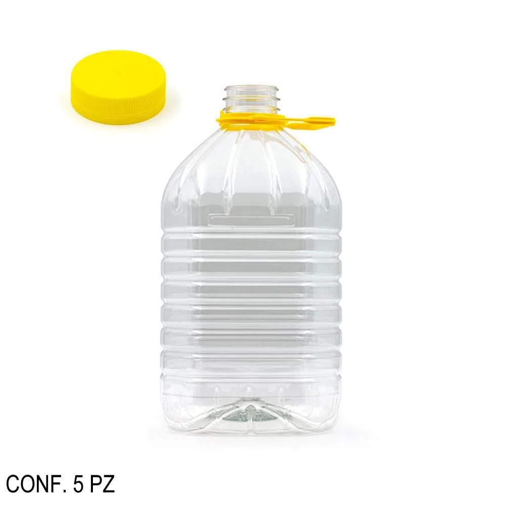 Generico 5 Pz CONTENITORE PET 5 Lt BOCCIONE DAMIGIANA TAPPO VITE AUTOSIGILLANTE PER VINO OLIO