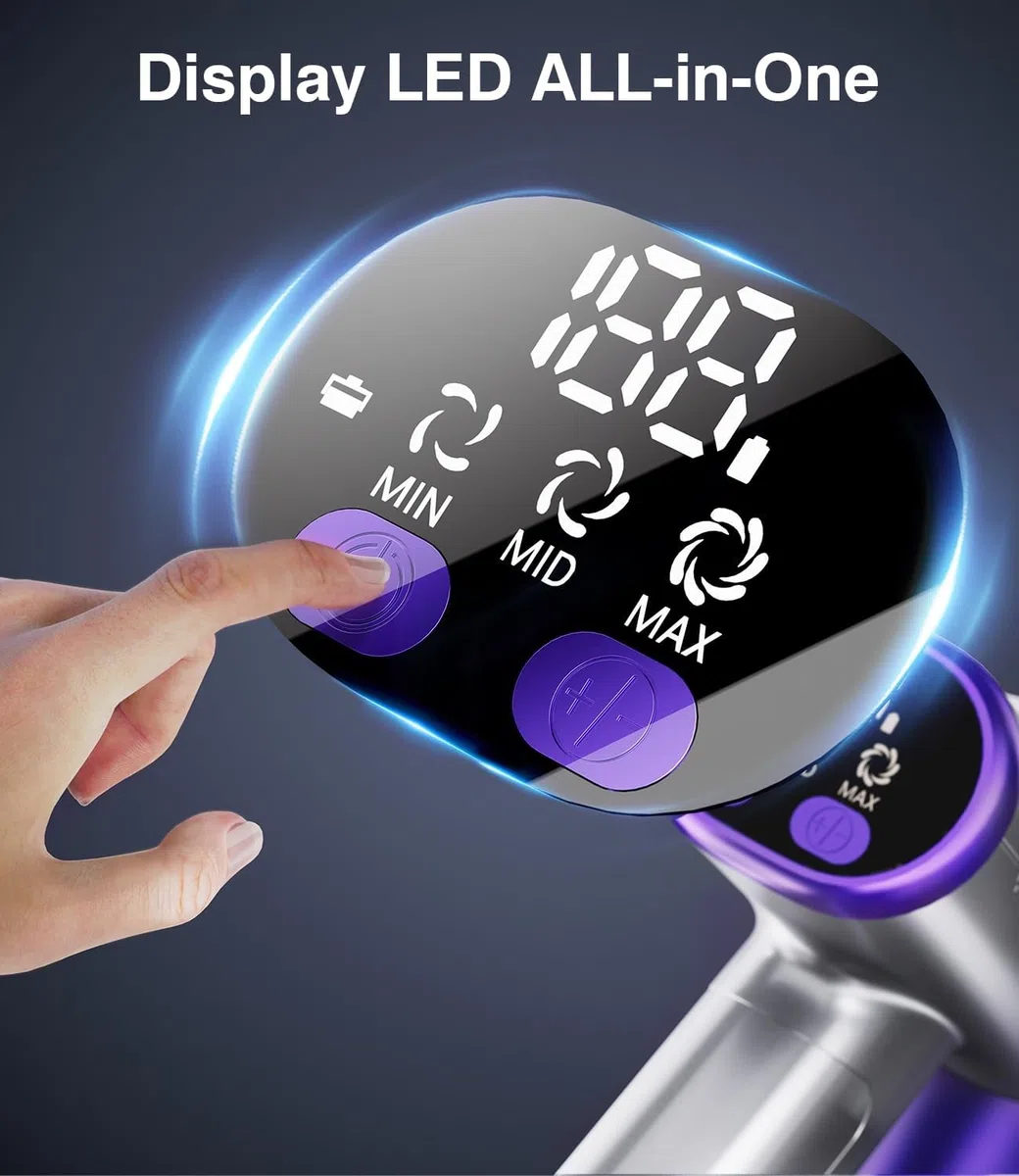 Aspirapolvere Senza Fili 40Kpa&450W, 50Mins Scopa Elettrica Senza Aspirapolvere Senza Fili Potente (viola dorato)