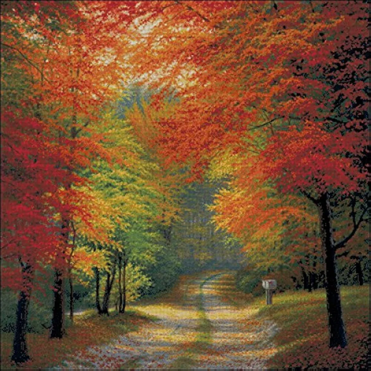 sweethome - Kit per punto croce, motivo: foglie autunnali, 14 ct, 400 x 400 punti, 82 x 82 cm