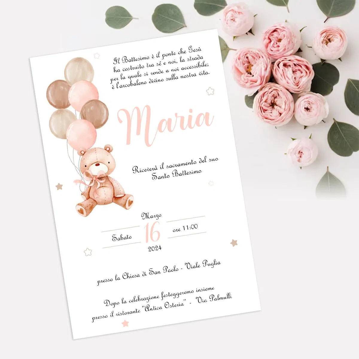 Cormar INVITO BATTESIMO PRIMO COMPLEANNO BIMBA PERSONALIZZATO 30 PEZZI