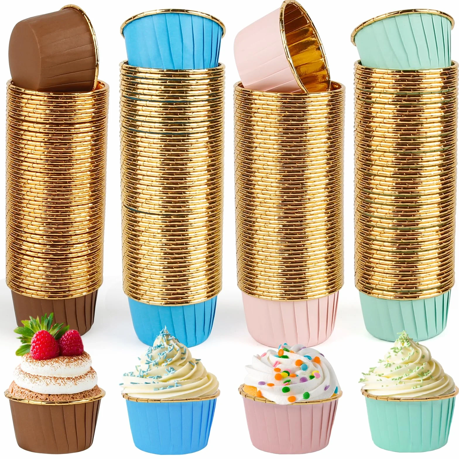 Pirottini per Muffin e Cupcake - 200 Pezzi in Alluminio e Carta - Stampi per Pasticceria e Dolci - Ideali per Feste