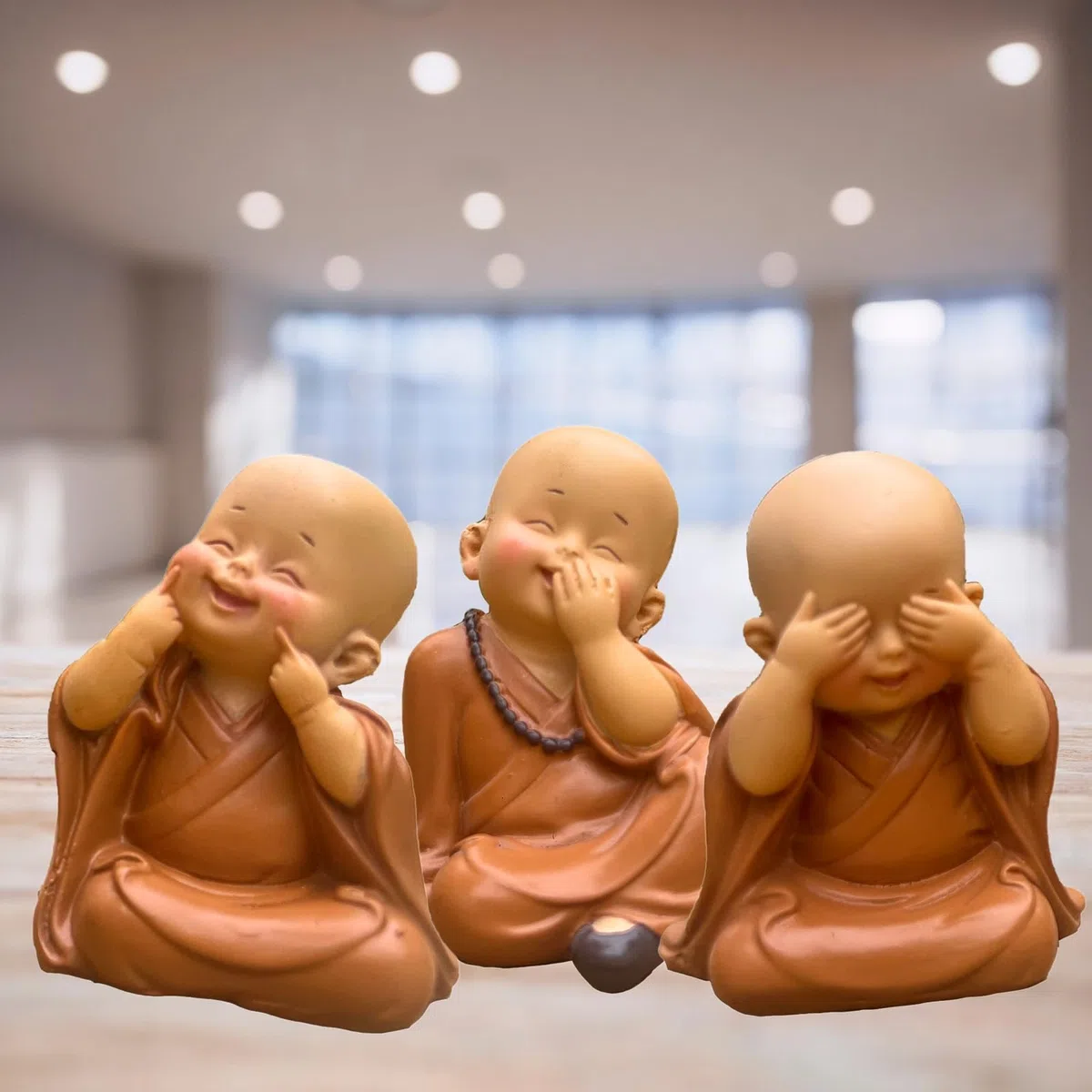 Trio di statue Saggio Bonzen - Non vedere nulla - Non sentire nulla - Niente dire - Un insieme simbolico per un'atmosfera pacifica e serena - Idea regalo unica -H 7 cm - Zen'Light