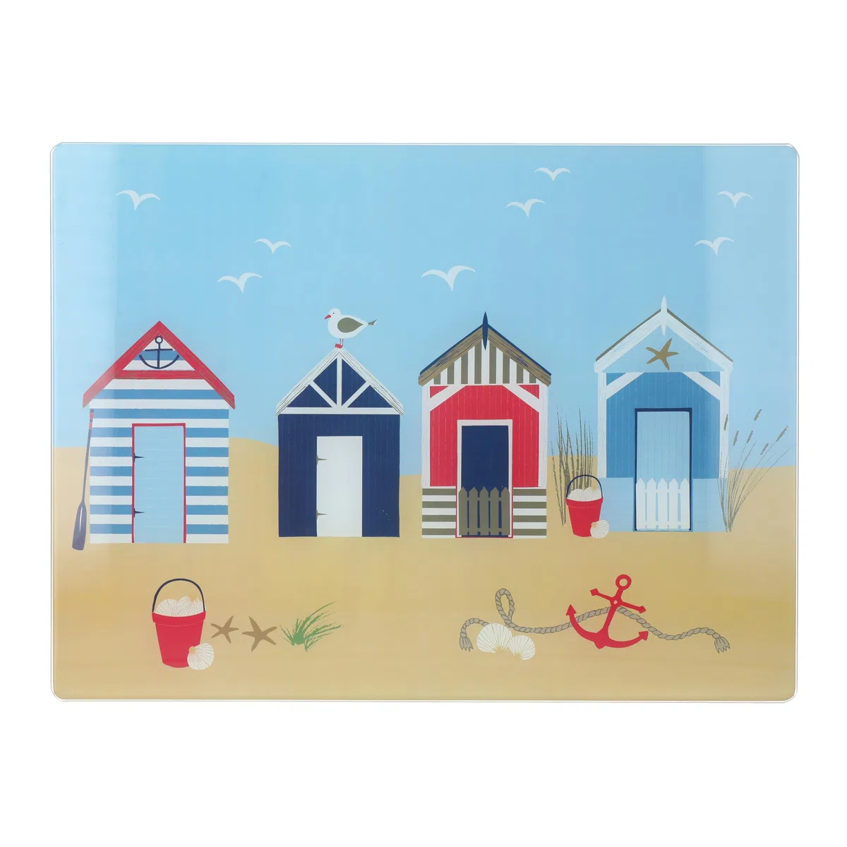 Creative Tops Coastal Glass Work Surface Protector, tagliere multifunzionale in vetro temperato, tagliere con design marittimo, 40 x 30 cm