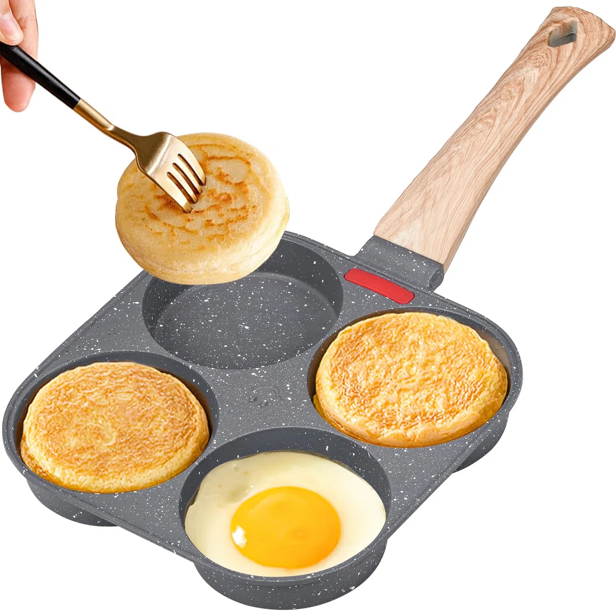 Padella Pancake Padella 4 Fori Padella per Frittata Pancake Piastra Multi Uova Padella Per Colazione Hamburger Uova Fritte per Induzione e Gas