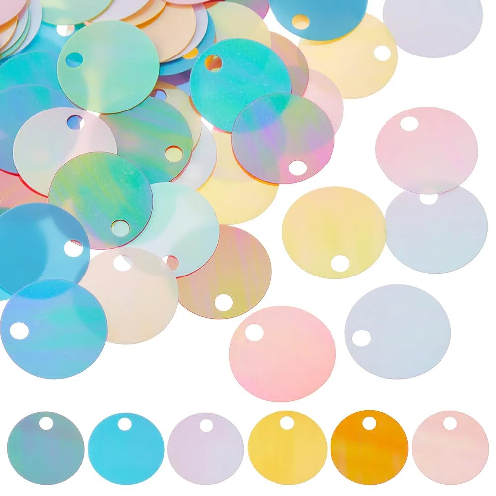 90 g di Paillettes Allentate da 30 mm Piatte Rotonde in PVC Iridescente, Applicazione di Pellicole Glitterate per Accessori da Cucito Fai da Te