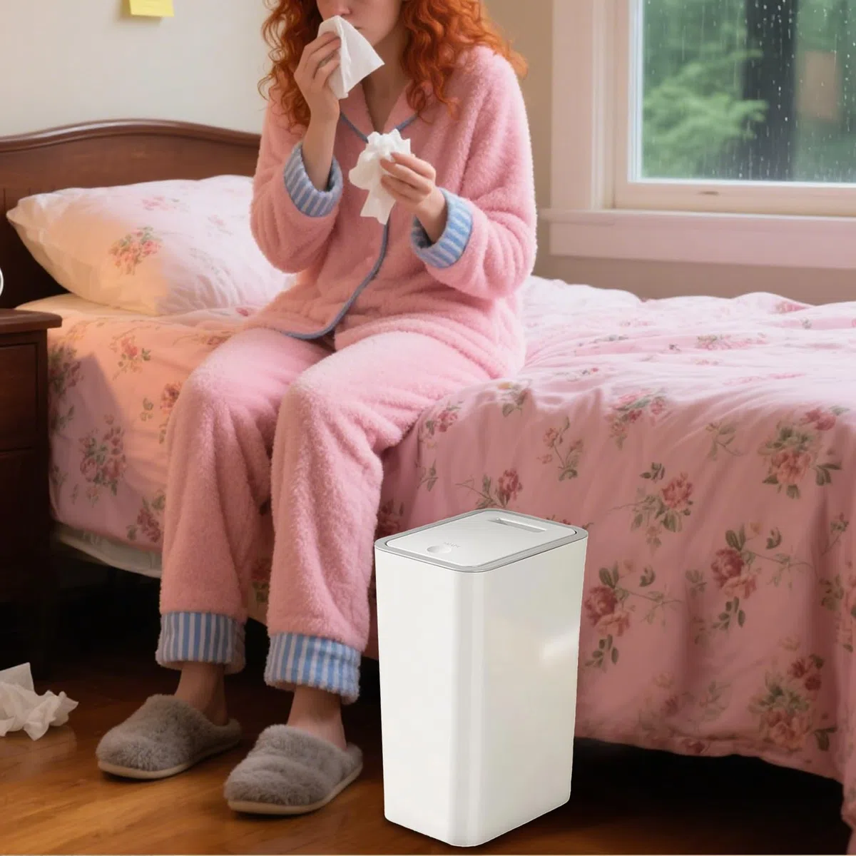 Generico Slim Cesth lattina - 10 litri piccoli, da bagno con coperchio | Cestino per contenitore imbottito che blocca gli odori, cestato di scarto compatto per bagno Dorm sul