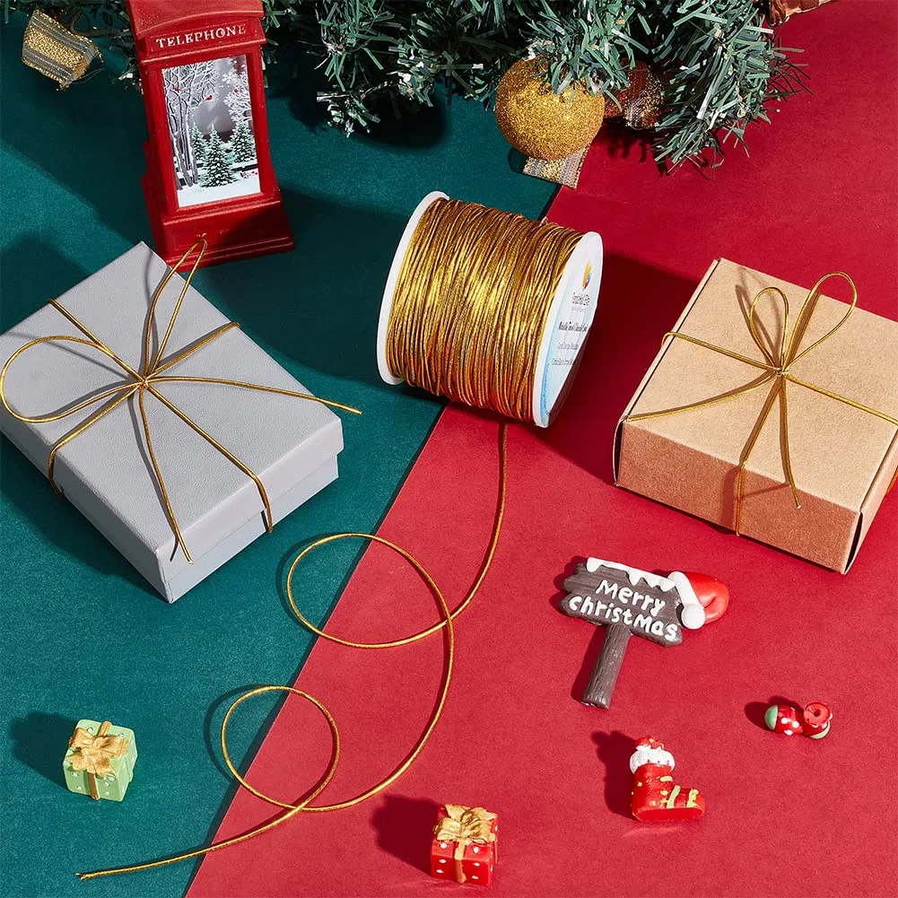 PH PandaHall 100m Cordino Elastico Oro 1mm Filo per Braccialetti, Cordoncini Elastici Metallici per Bracciali Scintillante Confezioni Regalo Natale Gioielli Artigianato Fai Da Te