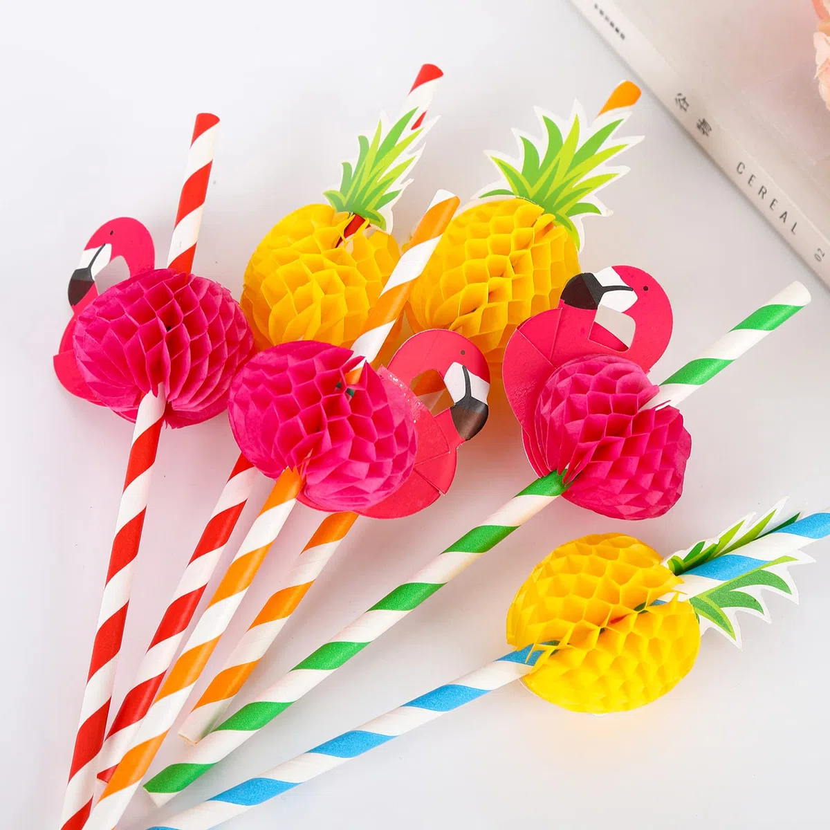 50 Pezzi 3D Cannucce di Carta Fenicottero e Ananas - Cannucce Cocktail per Hawaiian Luau Fiesta Compleanno Festa Parti Celebrazione di Matrimonio Decorazioni