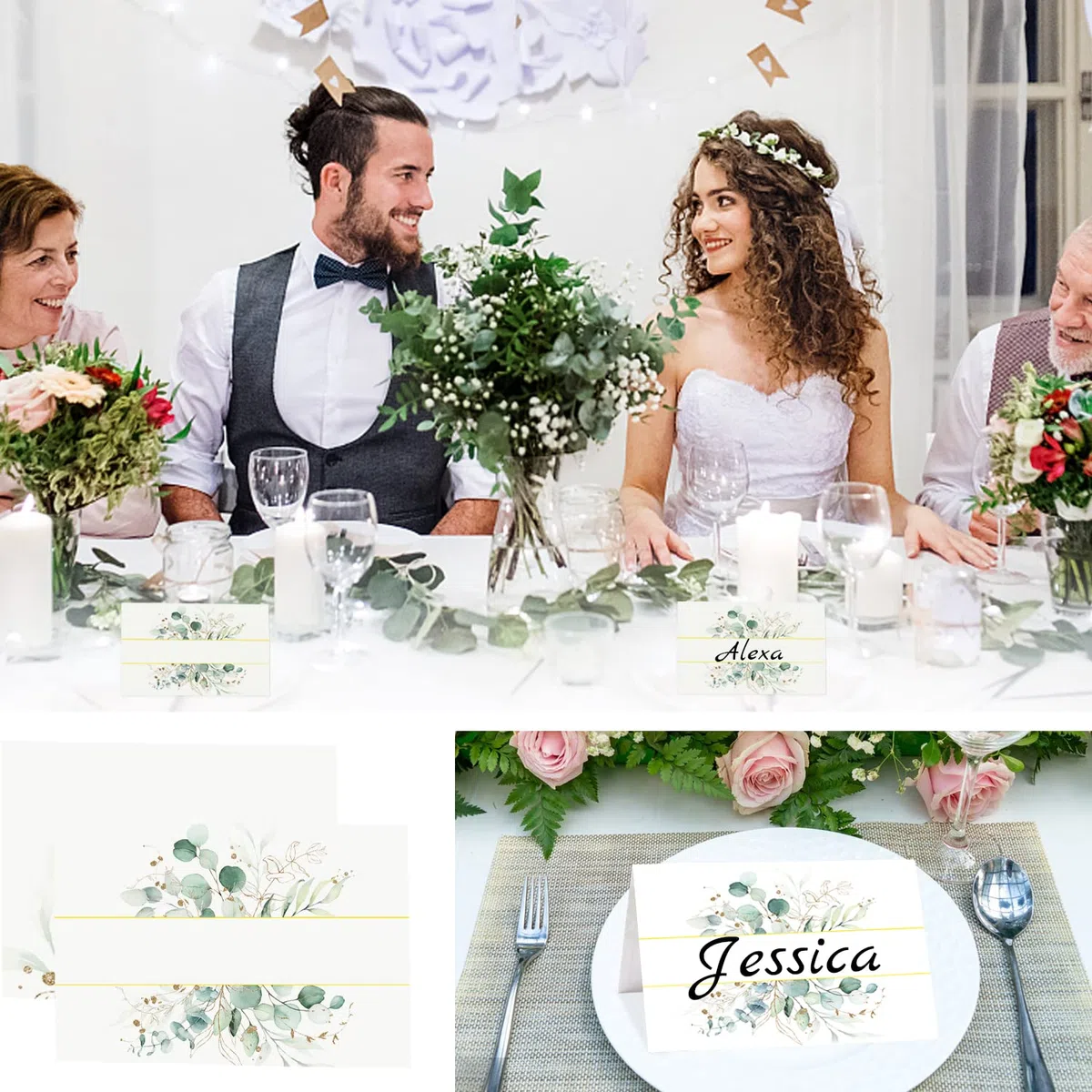 Segnaposto per matrimonio, compleanno, comunione, battesimo, 50 pezzi, stile 3