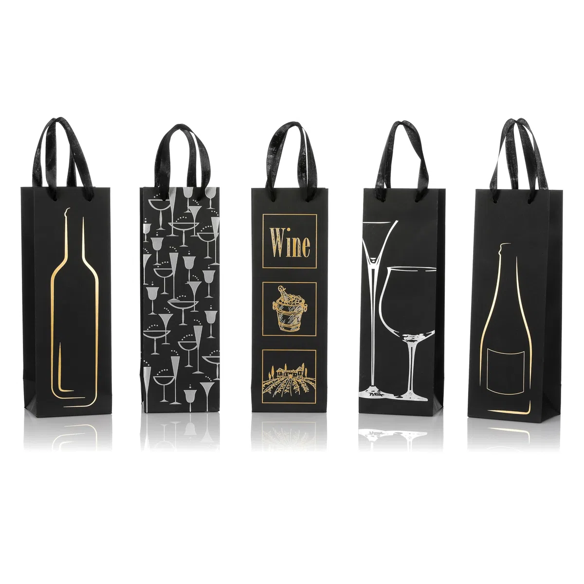 Van Henry Sacchetti regalo per bottiglie, confezione da 10 pezzi, eleganti sacchetti regalo per vino, spumante, champagne e altro – 32,5 x 11 x 9 cm, Fucoso, Borsa per bottiglie