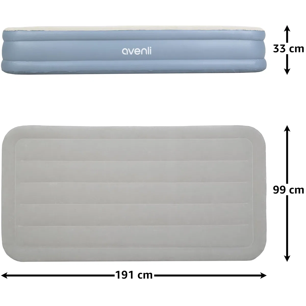 AVENLI Materasso gonfiabile autogonfiabile Twin-Size 191x99x33 cm, 1 persona, I-Beam, autogonfiabile, fino a 100 kg, grigio, campeggio letto ospiti outdoor
