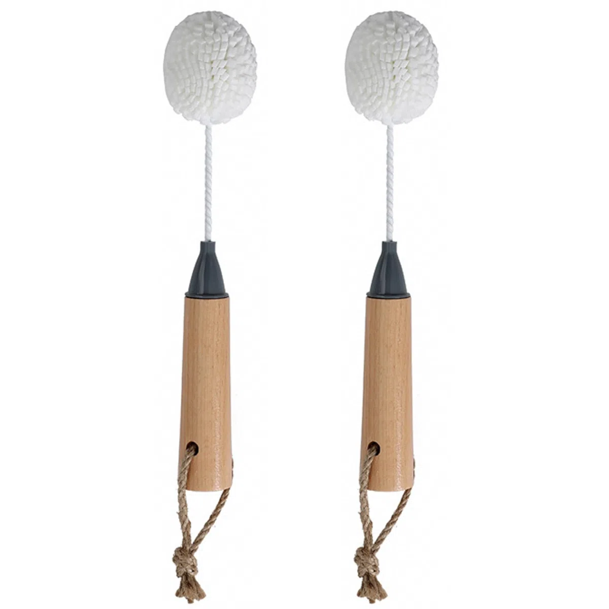 Set di 2 detergenti per bicchieri da vino, spazzole per la pulizia di bottiglie d'acqua con setole antigraffio, con manico in legno, sicure per cristalli, flute da champagne e calici da cucina