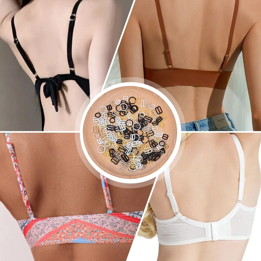 GORGECRAFT 240pz 24 stili Ganci per Reggiseno In Metallo Oro Argento Nero Bianco Ferro Rotondo Ovale Bikini Costume Da Bagno Reggiseno Clip Chiusura Gancio Da Cucito Anelli Cursori di Regolazione