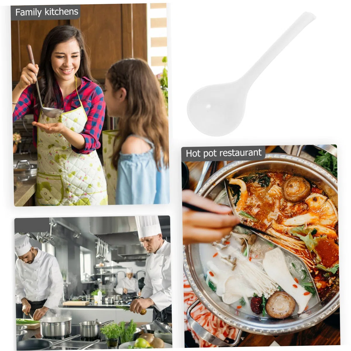 Cucchiaio da Zuppa Cinese in Porcellana Bianca Manico, Resistente e Lavabile in Lavastoviglie, per Servire Zuppe Durante Riunioni Familiari