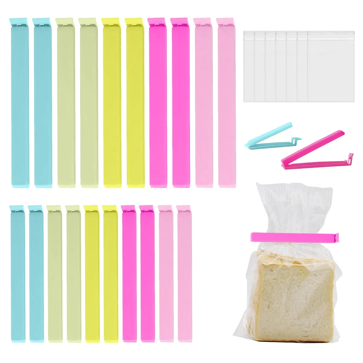 20 Pezzi Chiudi Sacchetti, 6/11cm Mollette Chiudi Sacchetti Colorati Clips, Alimentari Tenuta Cucina Clip, Plastica Clip di Tenuta Riutilizzabile, Clip per Chiudere Sacchetti, per Snack
