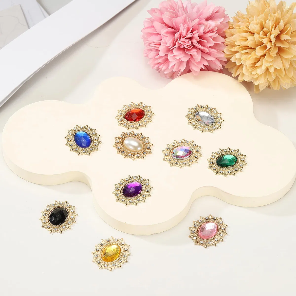 PATIKIL 20Pcs Bottoni Con Strass, Strass Con Base In Metallo Da Cucire Con Pietre A Specchio Per Decorare Abiti Scarpe Cappello Borse, Verde Scuro