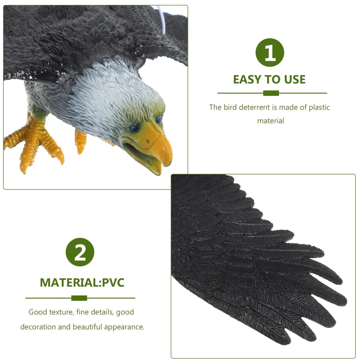 MAGICLULU Dissuasore Per Uccelli Realistico Aquila Da Appendere Decorazione Da Giardino Con Materiale Resistente E Rotazione a Vento Per Protezione Esterni