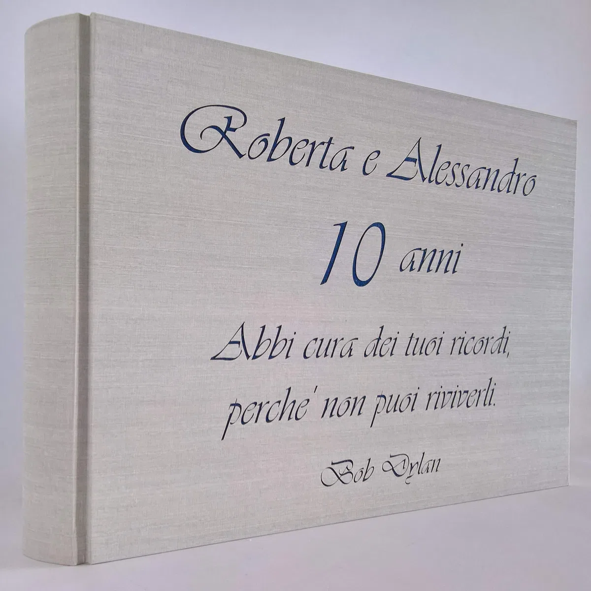 Album fotografico in tela di lino con frase dedica incisa e personalizzabile regalo originale wedding, san valentino, nascita, battesimo, compleanno, nozze, matrimonio, anniversario, laurea