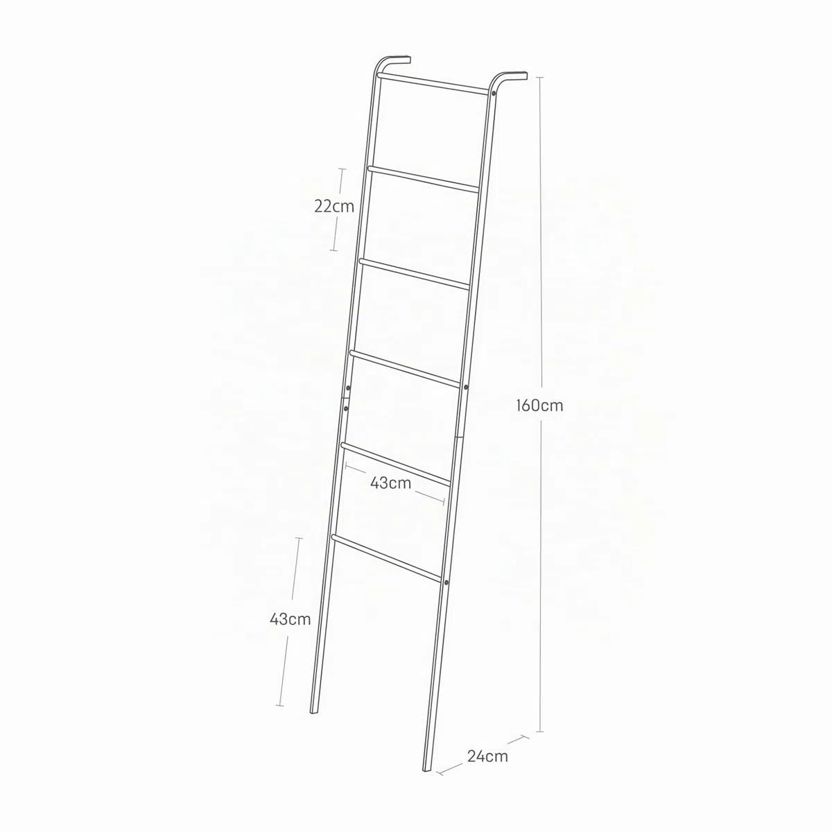 Yamazaki 2812 TOWER Leaning Ladder Hanger, white, Steel/Wood, 45 x 24 x 160 cm