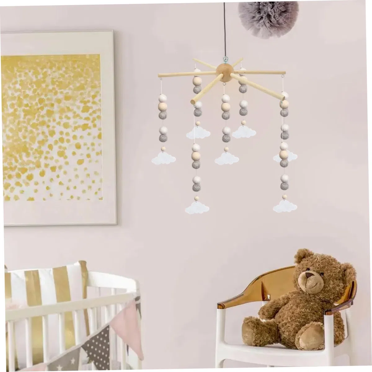 Appendiabiti Mobile per Culla Campanelli Eolici a Sei Gambe Appendiabiti Mobile in Legno per Cellulari da Soffitto per Camera da Letto del Bambino Decorazione Giocattolo Regalo