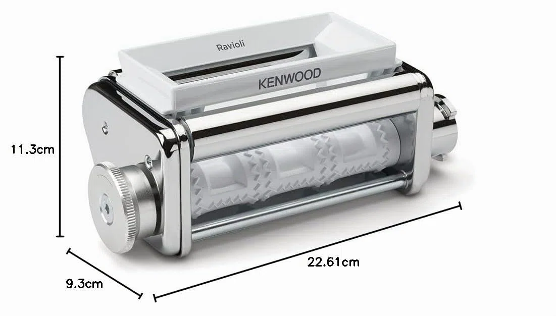 Kenwood Ravioli Maker KAX93.A0ME, Accessorio per Ravioli Fatti in Casa Dolci o Salati, Made in Italy, Accessorio per Impastatrice Planetaria, Incluso pennello per la pulizia e cucchiaio, Acciaio Inox