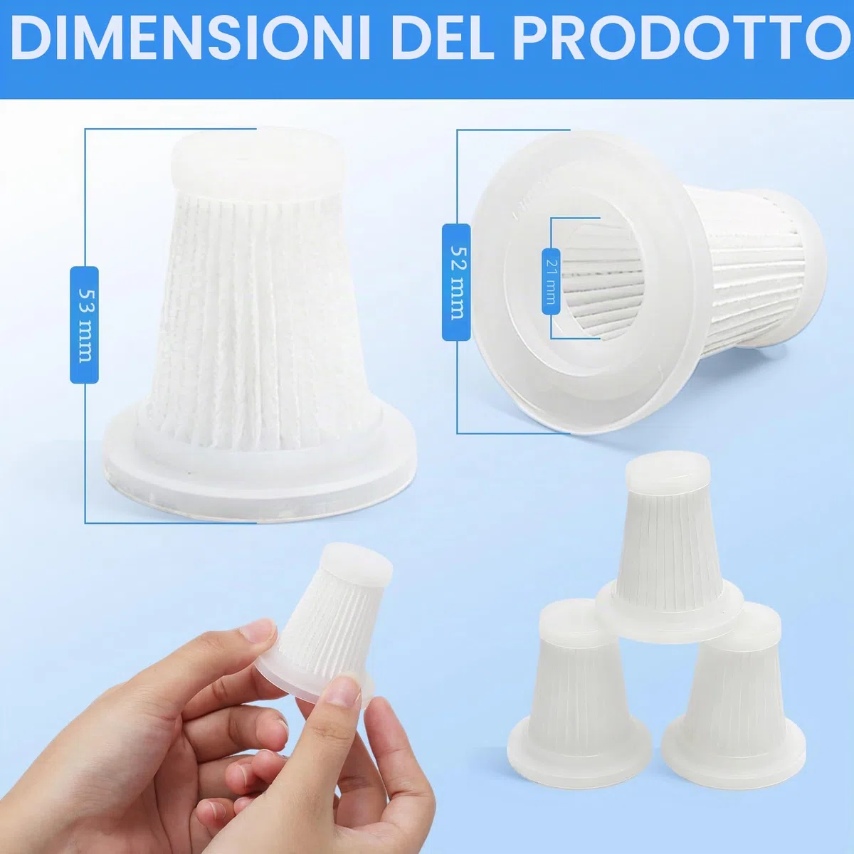 VOSSOT 6 Pezzi di Filtri di Ricambio per Filtri Hepa, Lavabili E Riutilizzabili per Mini Aspirapolvere Portatili Compatibili con Aspirapolvere Portatili, con Filtro, Portatili per Auto