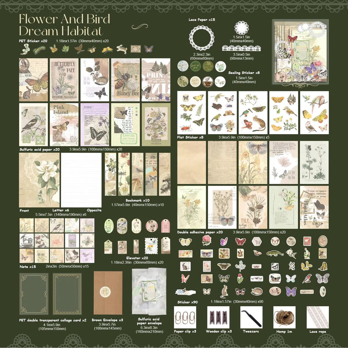 CMBPNNGS 502 Pezzi Scrapbooking Kit Vintage Stickers Bullet Journal Piante Animali Notizie Universo Adesivi con Accessori per Regalo Fai da Te Scrapbook Journaling