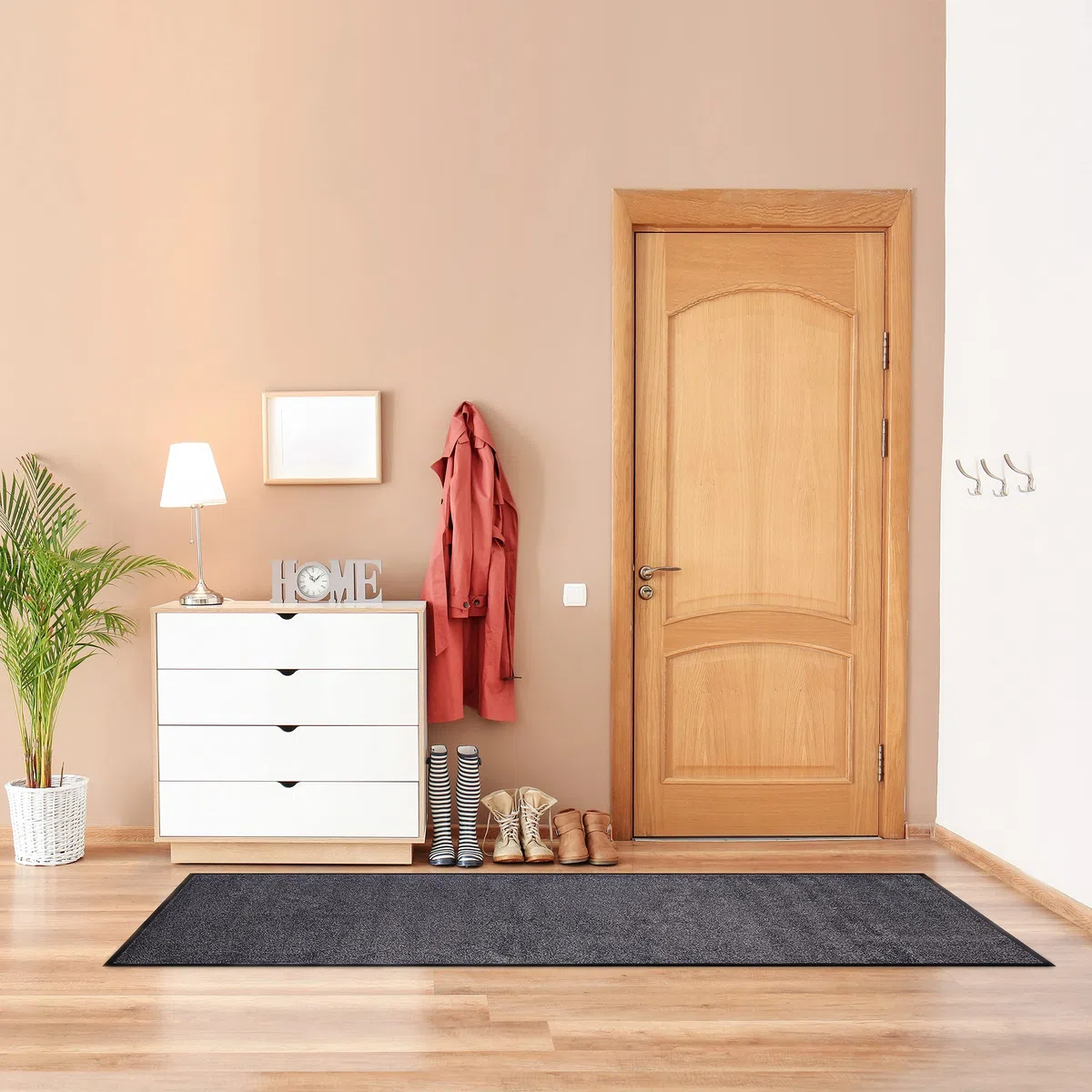 Relaxdays 10021902_761 Zerbino Asciugapassi, Tappeto da Ingresso, per Interni, Grande, Sottile, Nero-Grigio, 80x200 cm