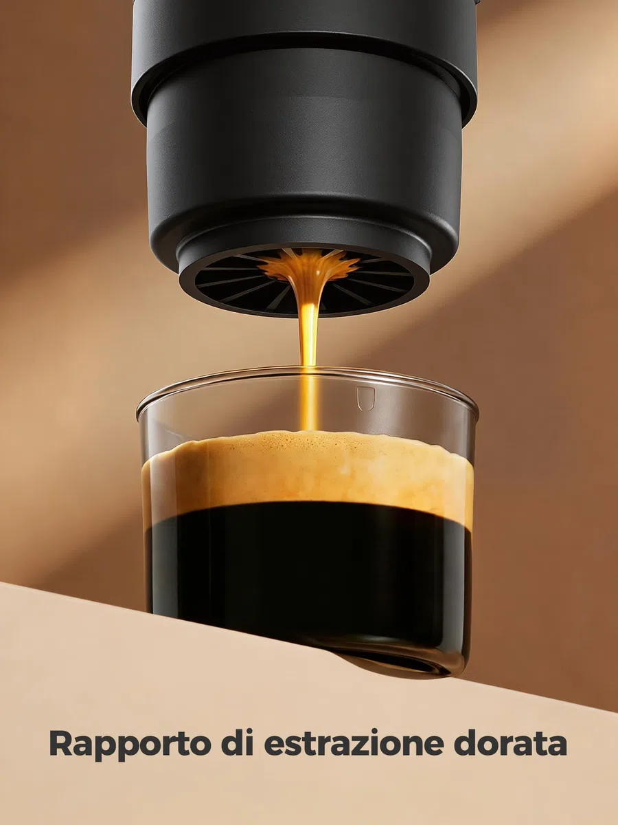CONQUECO Macchina Caffè Portatile 2in1, 455g Ultraleggera Non Riscalda l’Acqua (Richiede Acqua Calda), Serbatoio 160ml, Cialde NS e Macinato, USB-C 250 Tazzine, 30s Estrazione, Per Campeggio e Viaggio