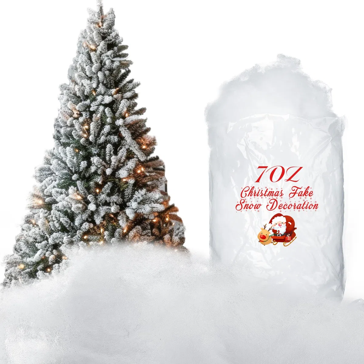 Tatuo Neve Finta di Natale Coperta di Neve Artificiale Fibra Soffice per Albero Natale Inverno Mantello Villaggio, Natività e Facile Decoro Natalizia, 5,3 Once per Sacchetto (1 Borse)