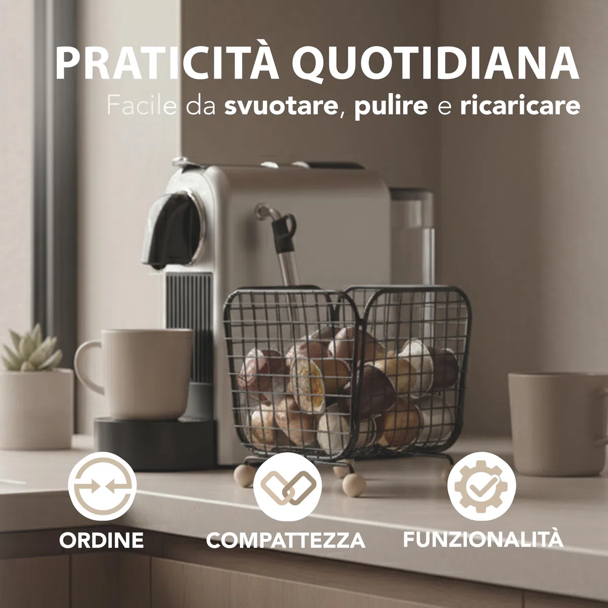 Generico Porta Capsule Universale in Acciaio - 40 Capsule per Caffè Compatibile Con Vari Sistemi