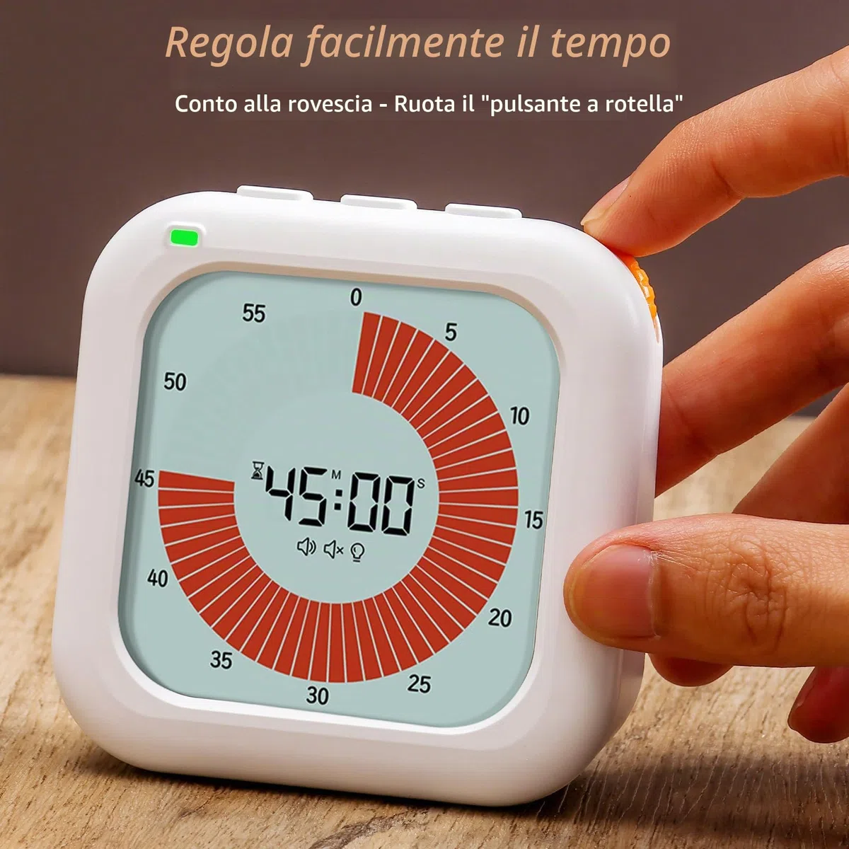 Timer Visivo per Bambini Time, 60 Minuti Digitale Timer da Cucina Pomodoro, Adatto a Varie Occasioni come Cucinare, Cuocere al Forno, Sport, Esami, Giochi, Viene Fornito con 2 Batteria