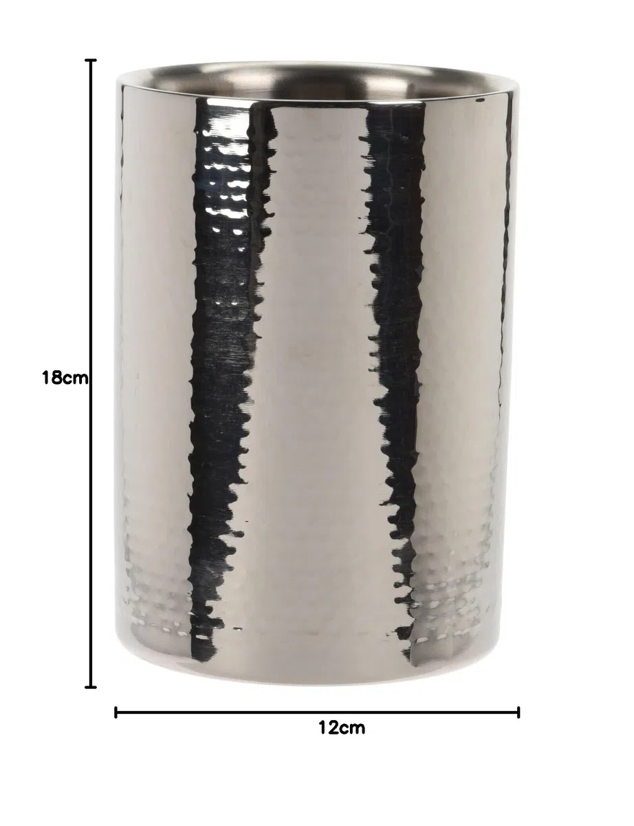 Bambelaa! Refrigeratore per vino e spumante, a doppia parete, in acciaio inox, martellato, circa 17 x 12 cm, 1 pezzo