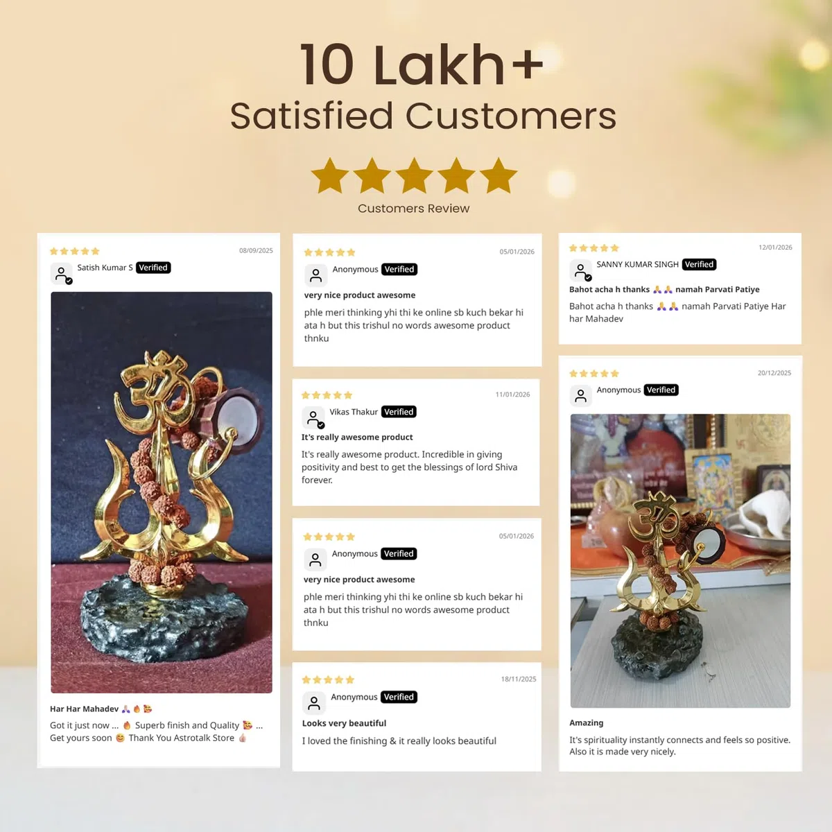 Astrotalk Mahadev Trishul Murti, Shiv Murti compatto per tempio domestico, cruscotto auto o scaffale per ufficio, Lord Shiva Idol per puja, mandir e angoli di meditazione, 8,5 x 6,5 x 11