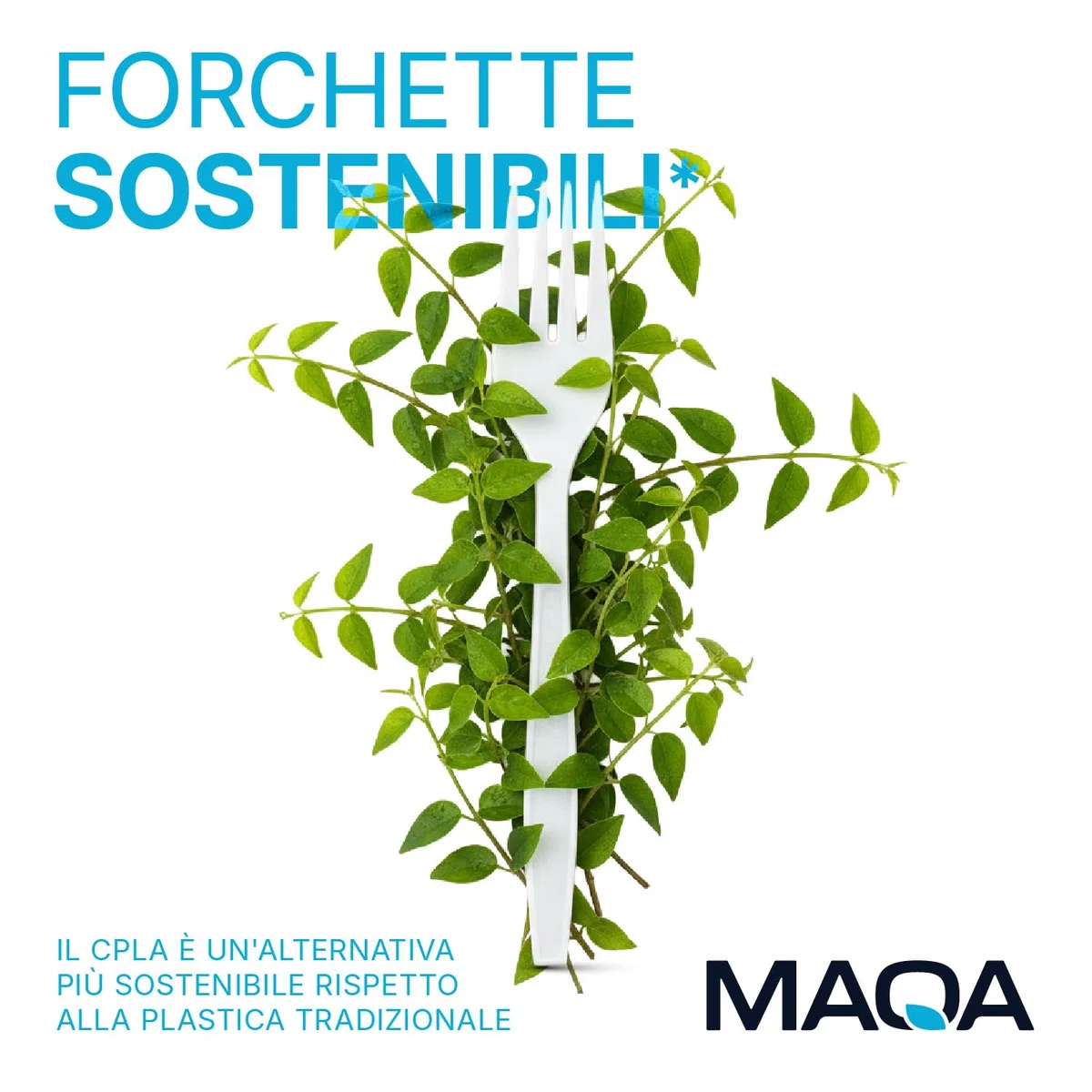 MAQA 100 Kit Forchetta Riutilizzabile in CPLA + Tovagliolo 2 Veli – Compostabili, Imbustati Singolarmente – Certificati per Uso Alimentare – Perfetti per Catering, Eventi, Uffici e Take Away