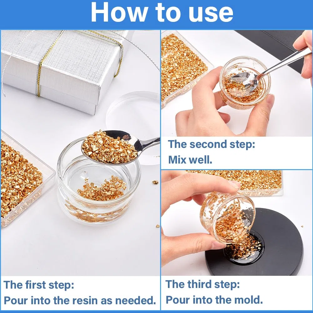 GORGECRAFT 1 Scatola di Vetro Frantumato Glitter Irregolare Frammenti D'Oro Rotti Frammenti di Ghiaia 100G Paillettes Granelli di Ghiaia per Sottobicchieri D'Arte Artigianali In Resina Ornamento