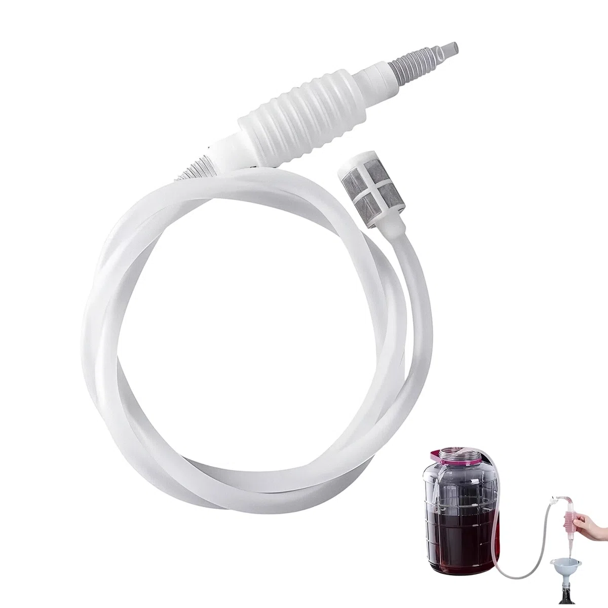 Pompa a sifone, strumento per la produzione di vino, riutilizzabile, tubo morbido, kit per la produzione di birra manuale con filtro a sifone, per la casa fai da te, idromele, sidro, succo di frutta