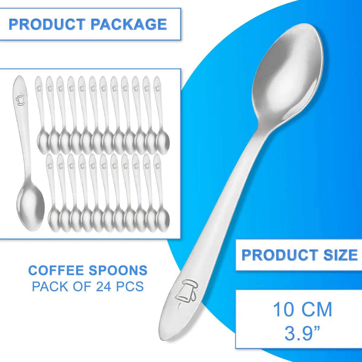 Cucchiaini caffe piccoli 24 Pezzi 10 cms acciaio inox adatto per casa e ristoranti cucchiaini da caffè piccoli cucchiani caffe piccoli cucchiaini cappuccino bar