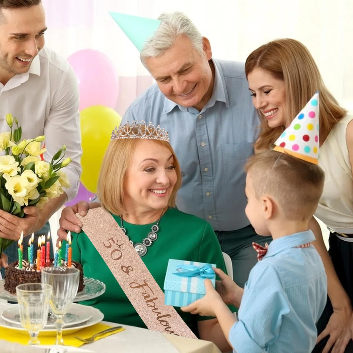 Donna Decorazione Fascia e Tiara Oro Rosa Corona RegaliRegalo Donna Per Decorazione Festa di Compleanno