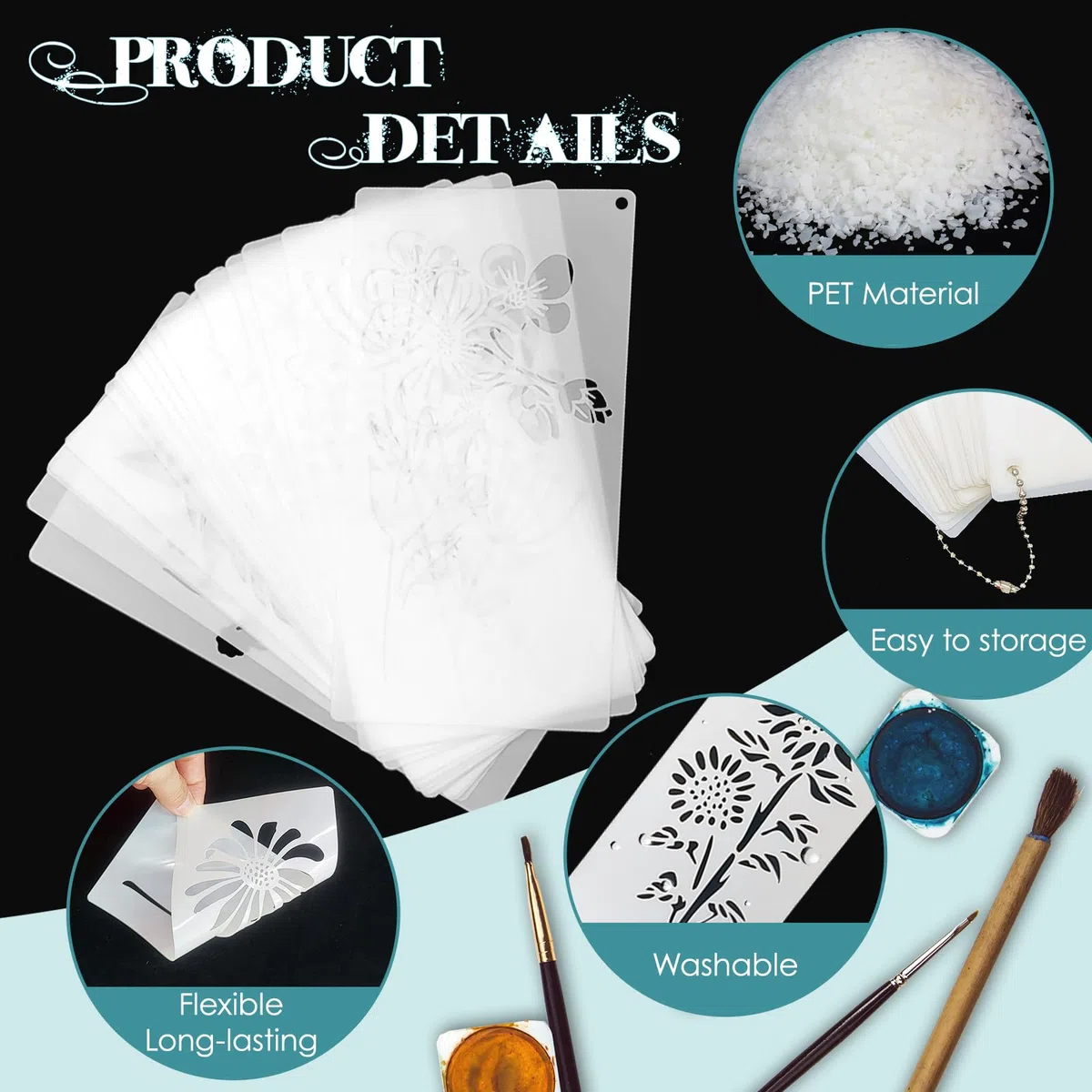 18 Pezzi Stencil Foglie per Pittura, 10x20cm Art Modello di Fiore da Muro da Pitturare, Stencils Diseños Riutilizzabile per Mobili Legno Tessuti Decor