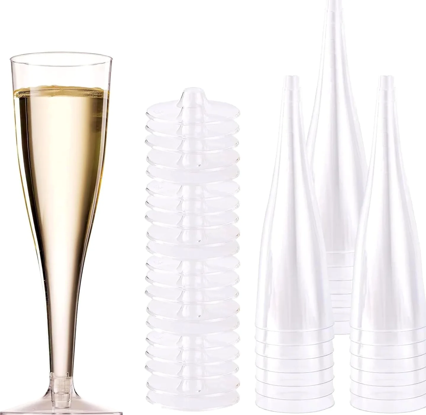 Calici da champagne,bicchieri da champagne 150ml,bicchieri da champagne trasparenti,riutilizzabili,flute da champagne,bicchieri da champagne,per matrimoni,compleanni e feste (trasparente)