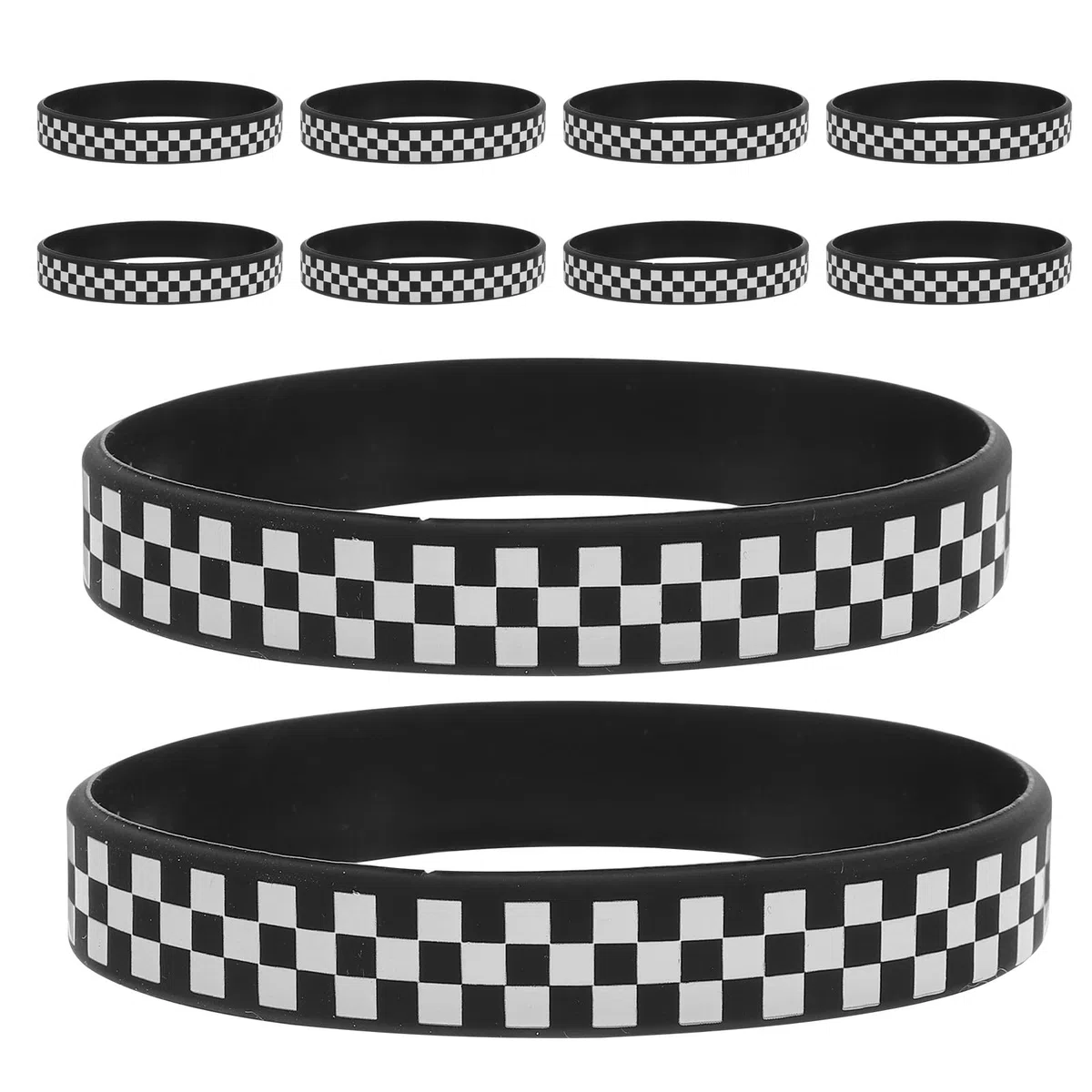 40 Pezzi Braccialetti Silicone Nero e Bianco Motivo a Scacchi, Design Sportivo e Versatile per Feste a Tema Corse e Occasioni Varie